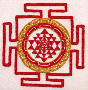 Yantra hand embroidered by Rose Devi.