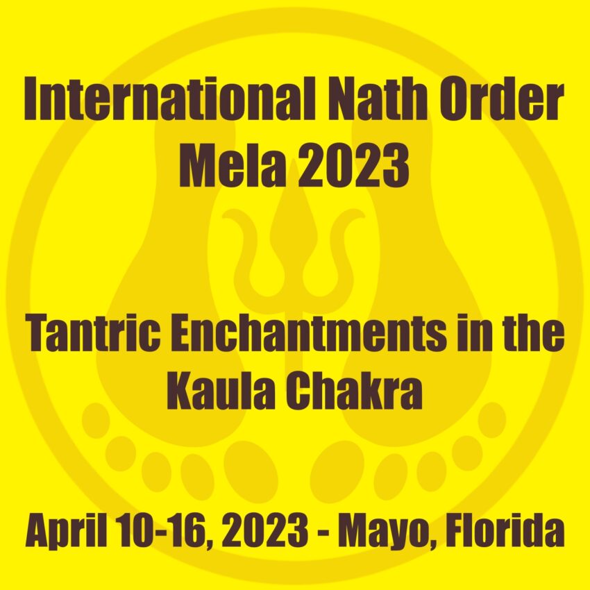 International Nath Order logo on yellow background announcing the 2023 mela.